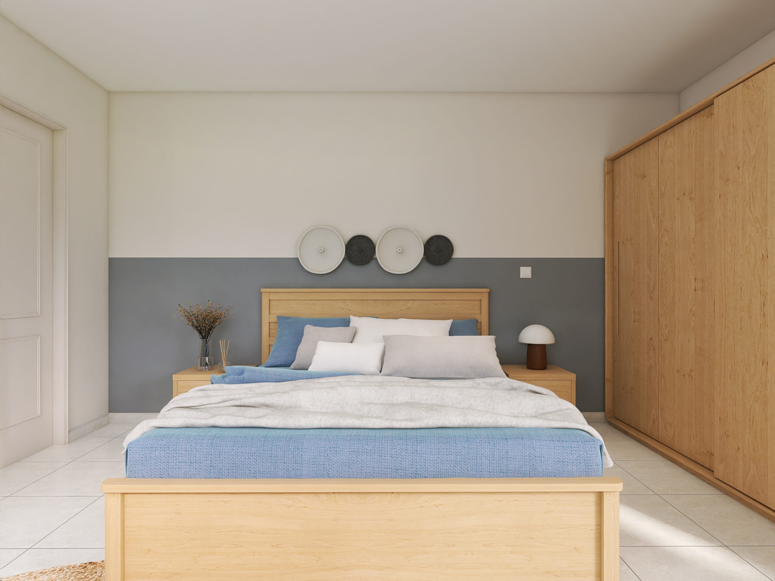 décoration chambre gris et bleu