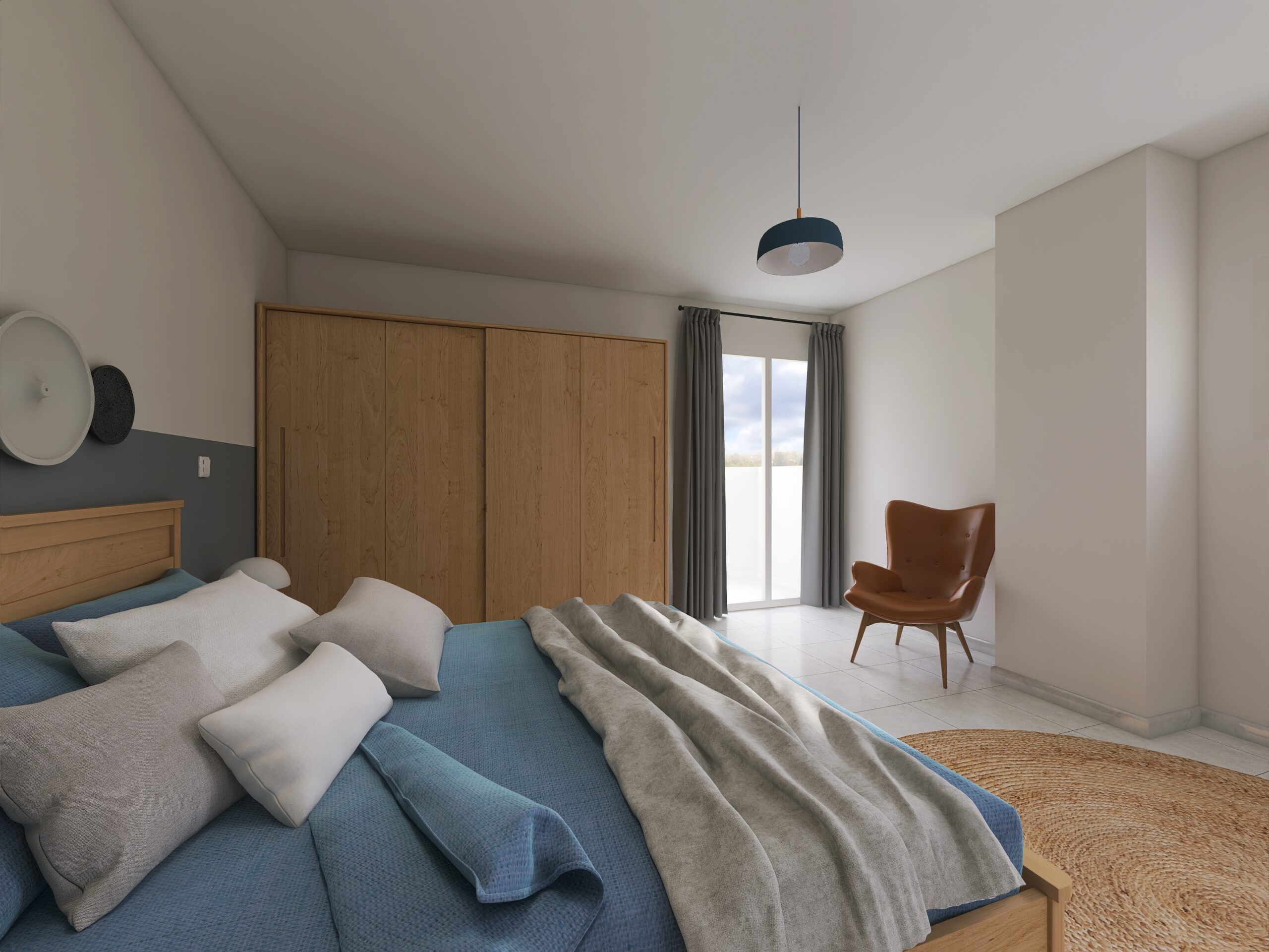 décoration chambre gris et bleu