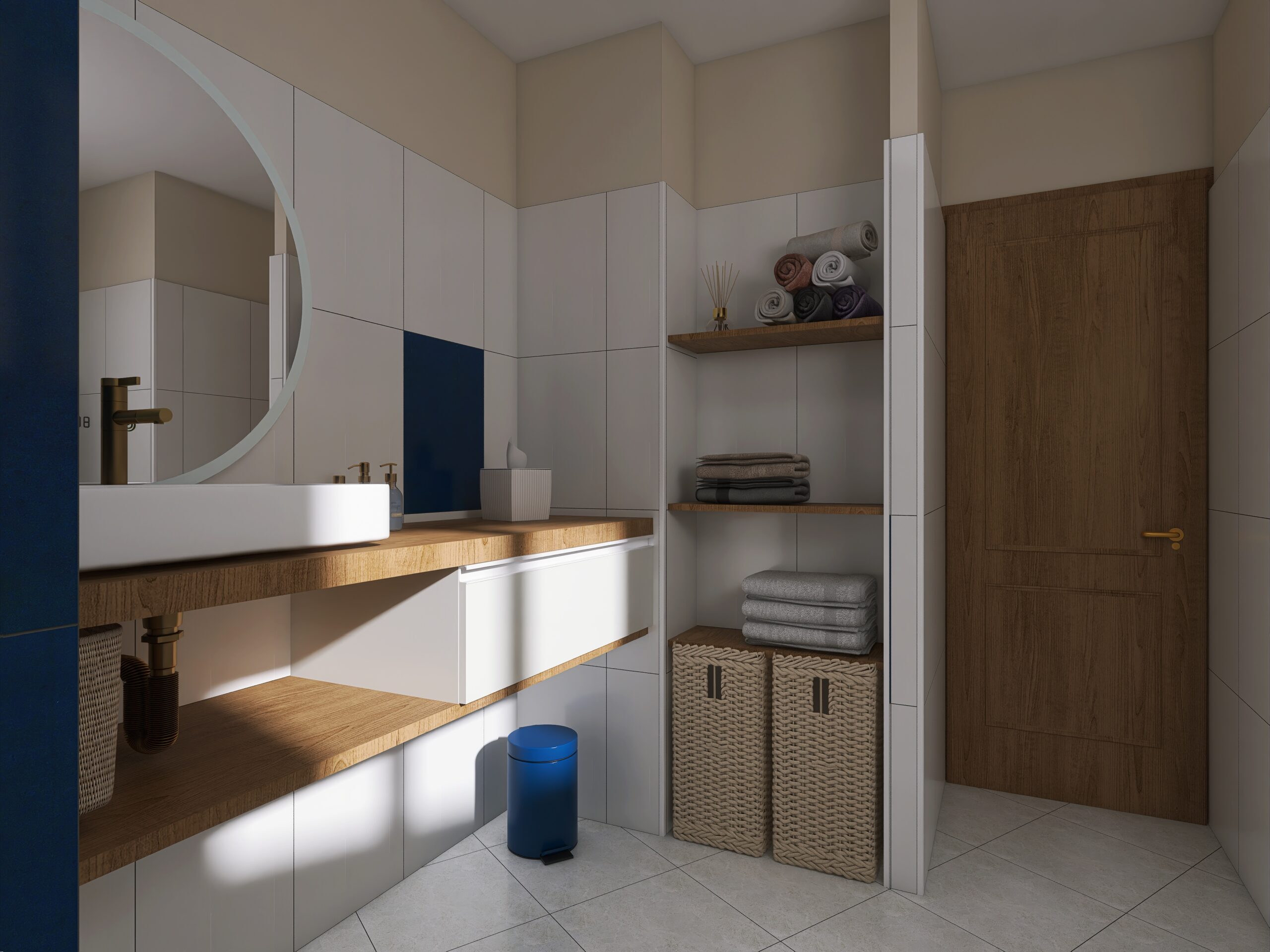 salle de bain blanc et bleu