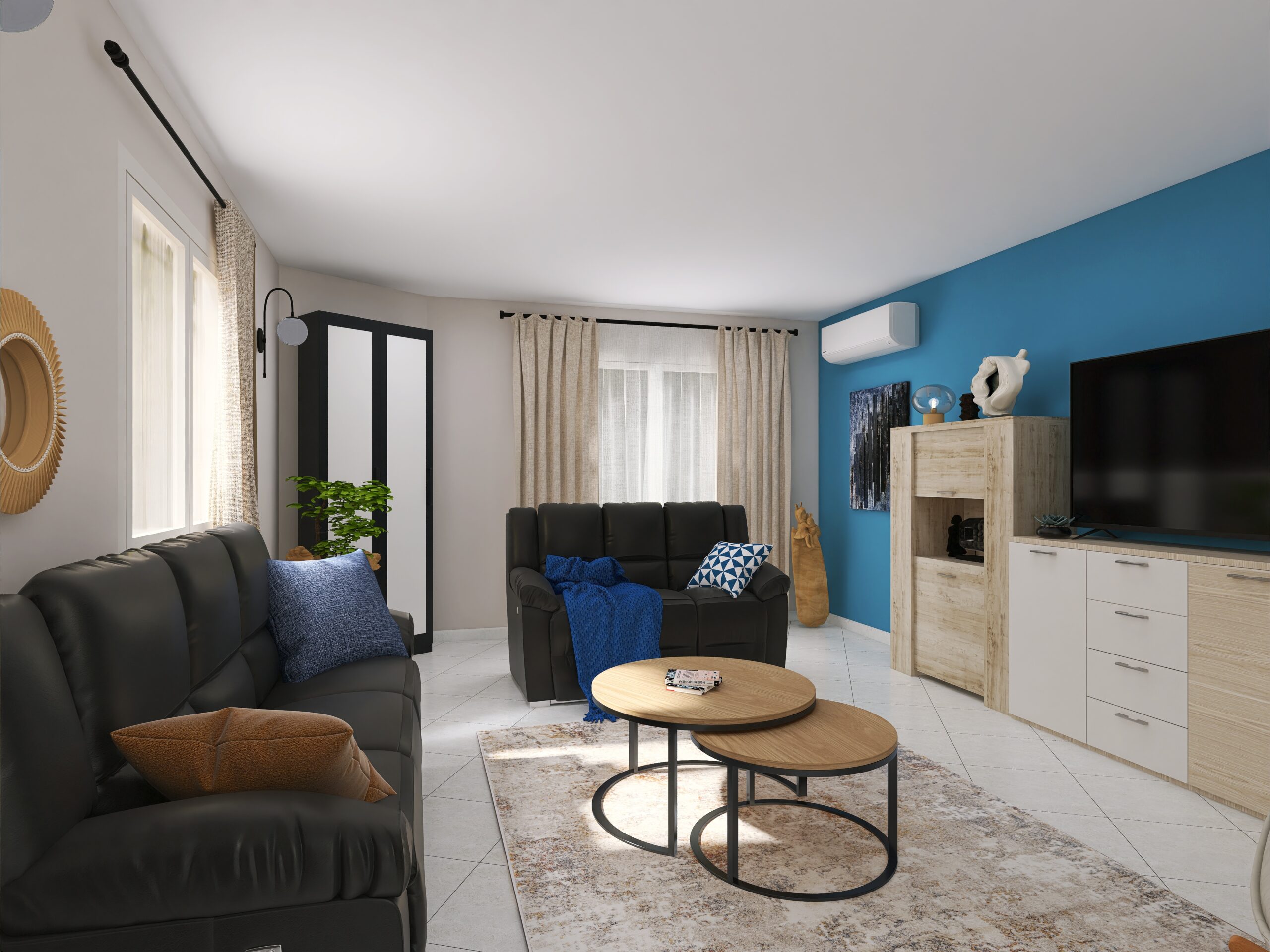 Décoration salon bleue