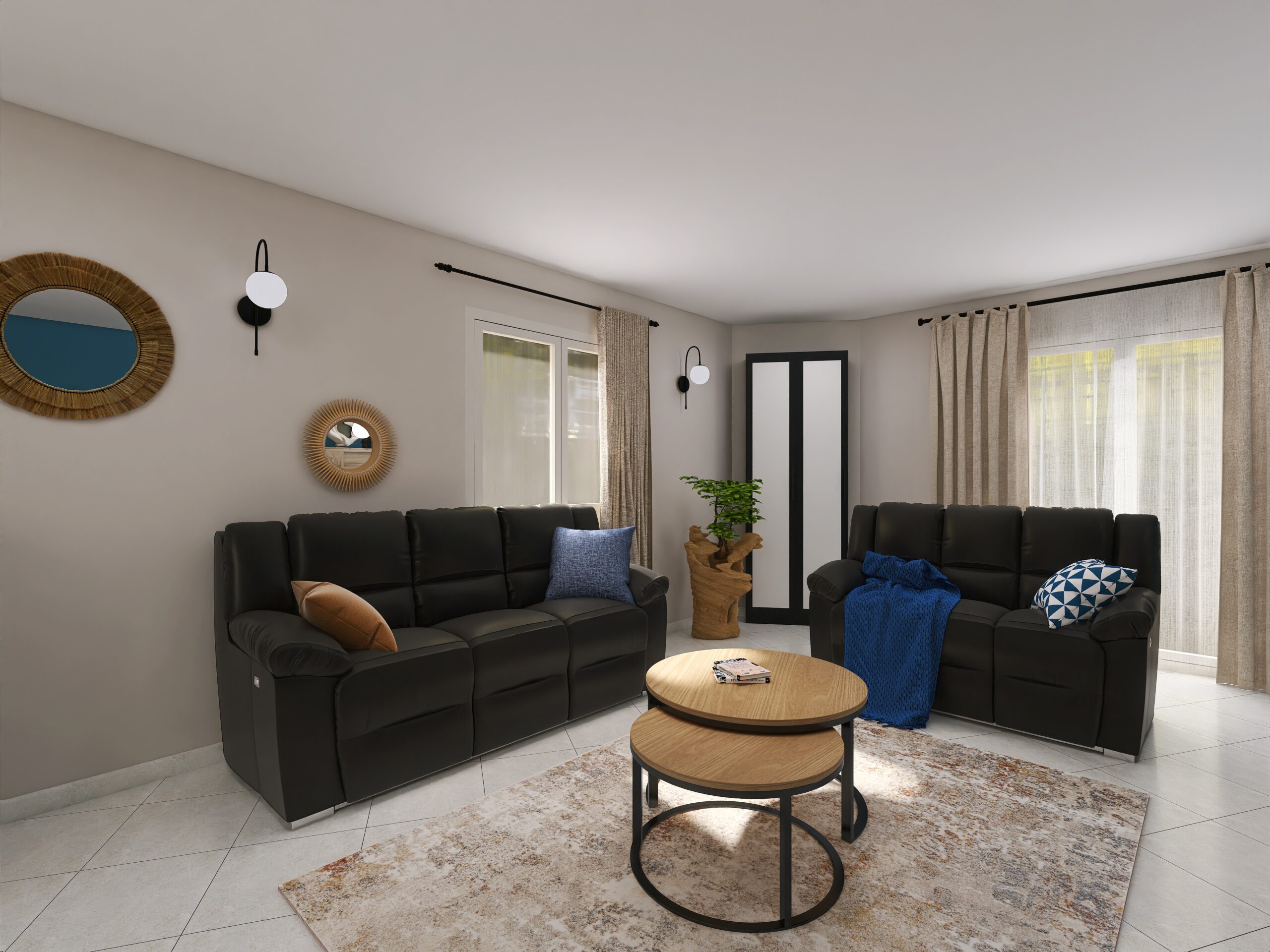 Décoration salon bleue