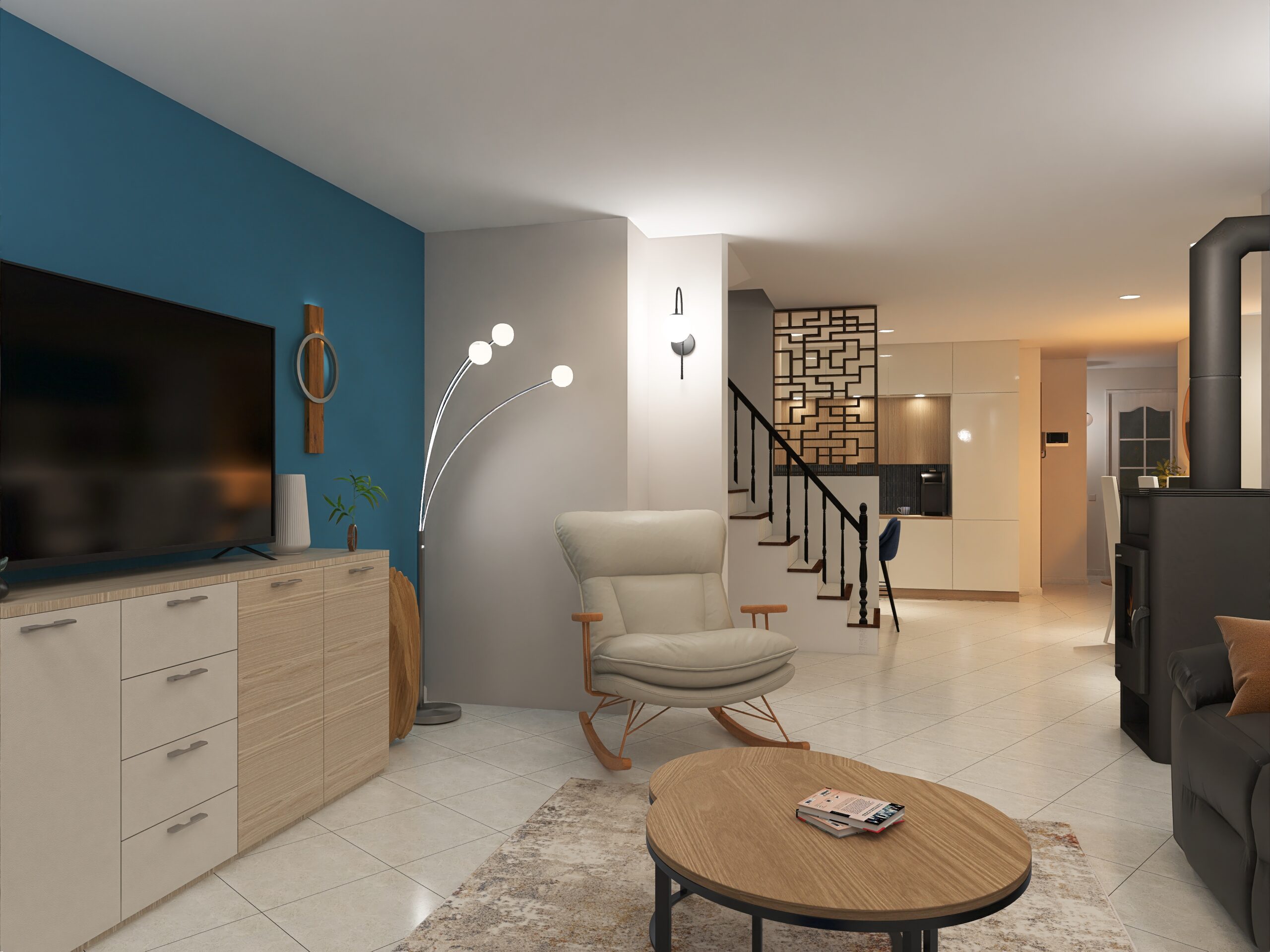 Décoration salon bleue