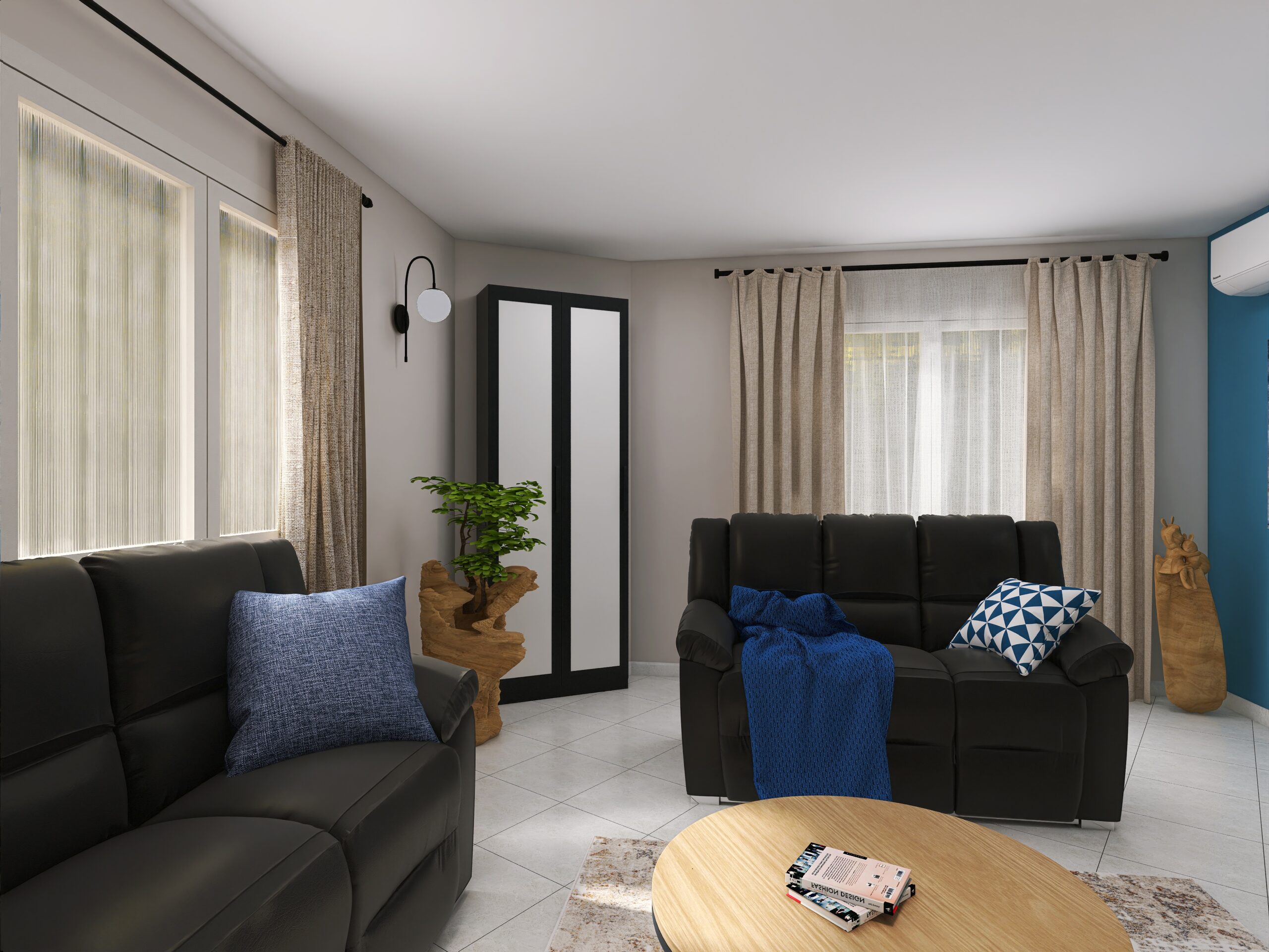Décoration salon bleue